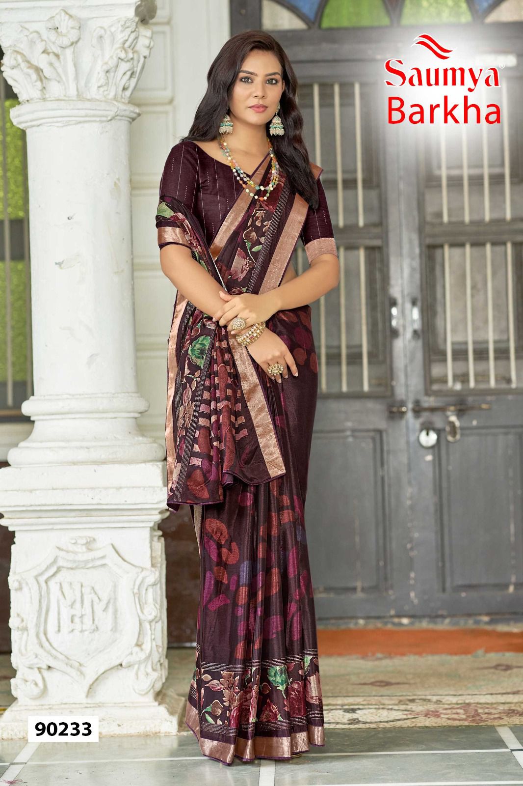 Barkha By Saumya Chinon Viscose Printed Sarees Suppliers In India